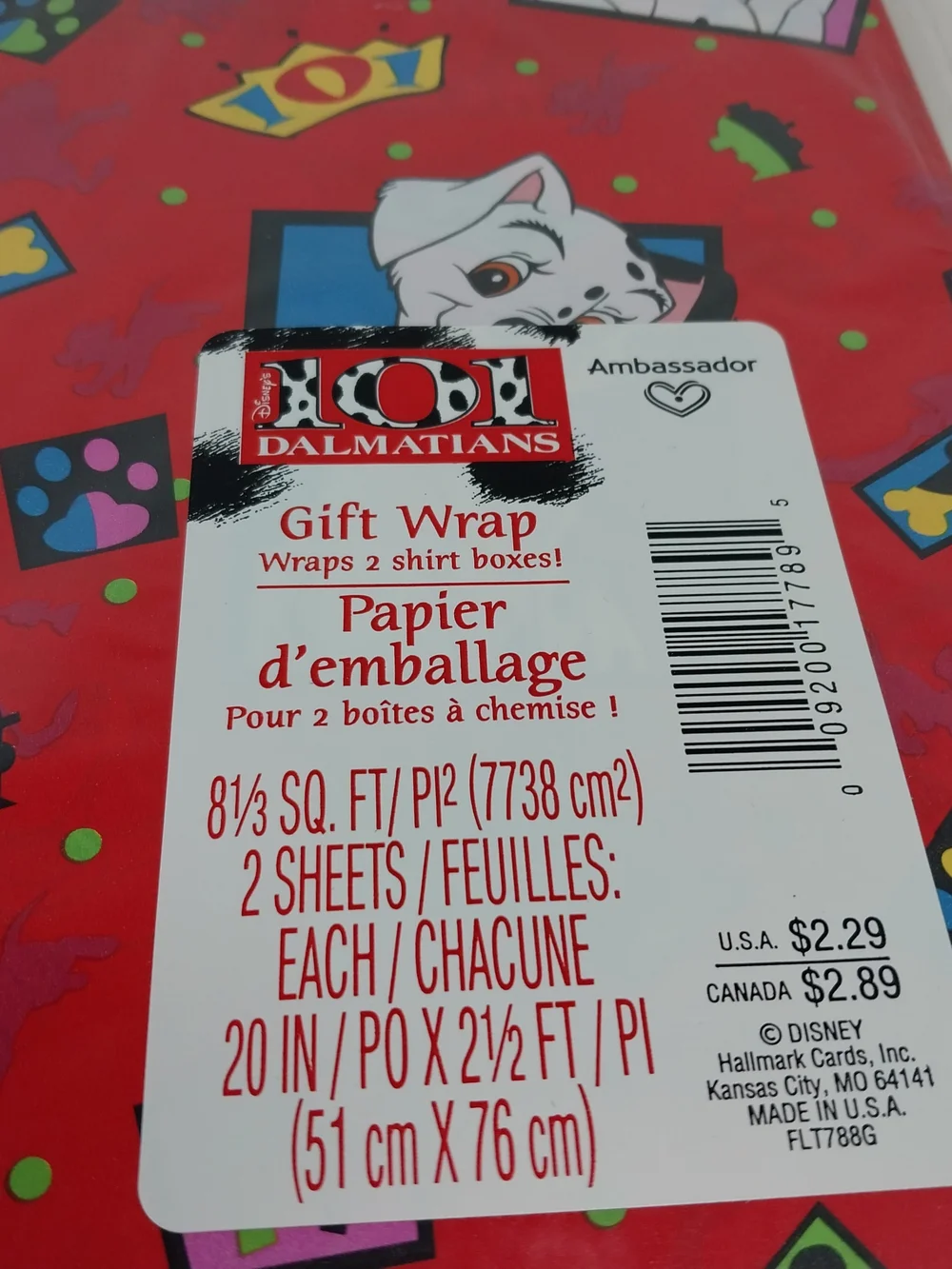 Vintage Retro 90s Disney 101 Dalmatians Gift Wrap Paper 2 Sheets 8 sq ft Kidcore